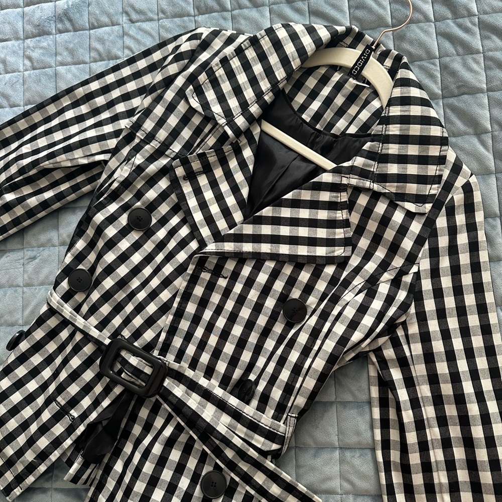 Checkered Black and White Women's Coat